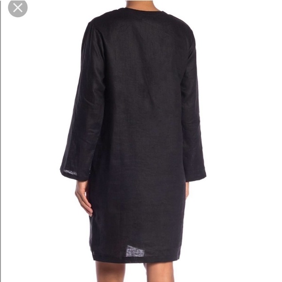 Mikoh Malama Black Linen Lace-up Long Sleeve Mini Dress Cover-up Size XS / S - Picture 11 of 16